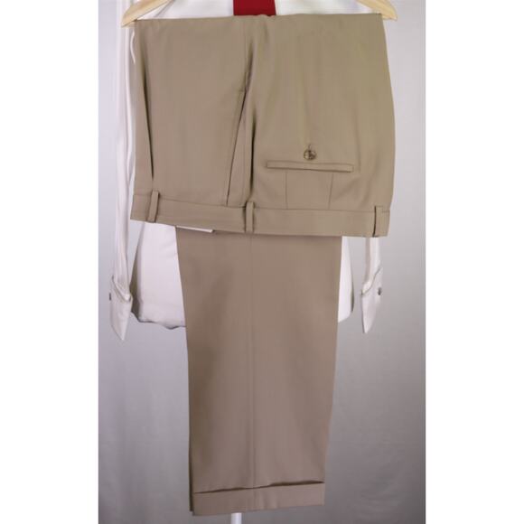 Hugo Boss Solid Tan Super 100's Wool 2-Btn Suit 46L - Picture 9 of 9